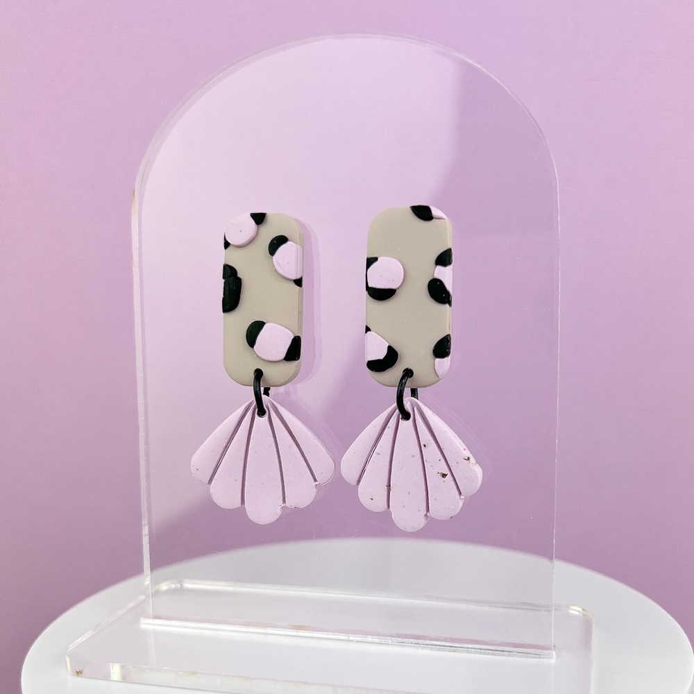Leopard Print Design Handmade Polymer Clay Earrings Lightweight Funky